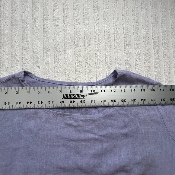 Becky's 1633 Womens Hand Printed Short Sleeve Shift Dress Medium Purple Pullover - Picture 4 of 8